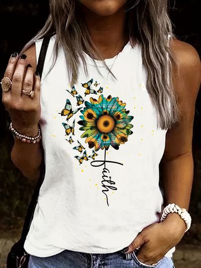 Discover Women's  Vest Sleeveless Black White Tank Top