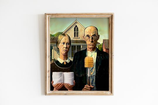 Discover American Gothic Toilet Paper Funny Bathroom Print, Funny Bathroom Wall Decor