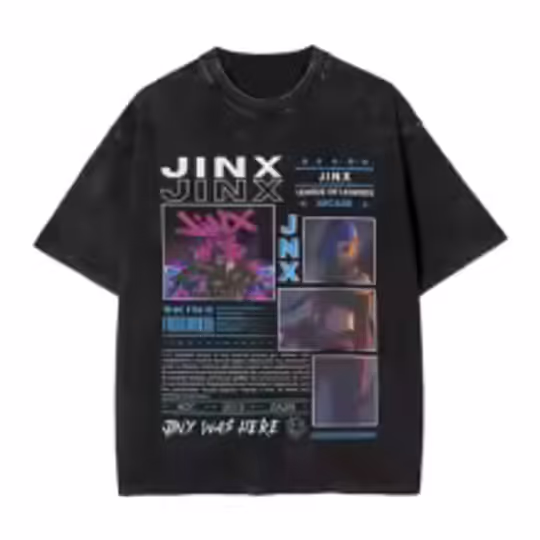Discover Arcane Jinx  T Shirt Hip Hop Washed Short Sleeve High Street T-Shirts