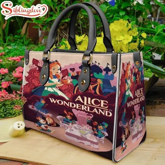 Discover AIice In Wonderland Leather Handbag, Alice Cartoon Bag Lovers Gift