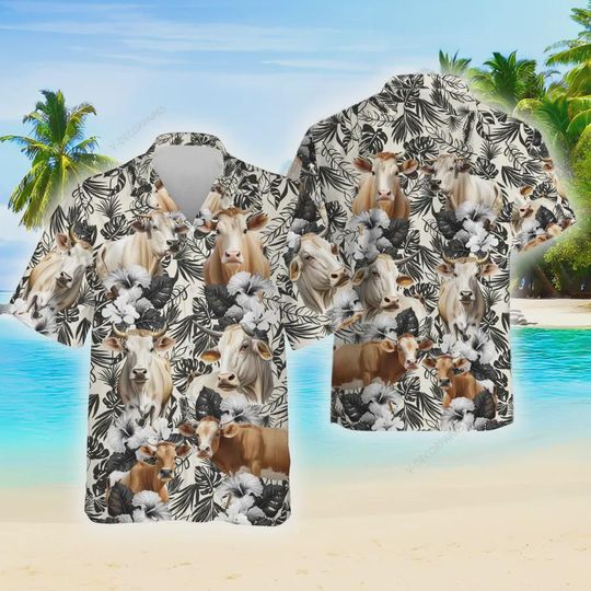 Discover Brahman Cow Farm Hawaiian, Funny Brahman Cow Aloha Shirt, Summer Vacation Aloha Beach Shirt