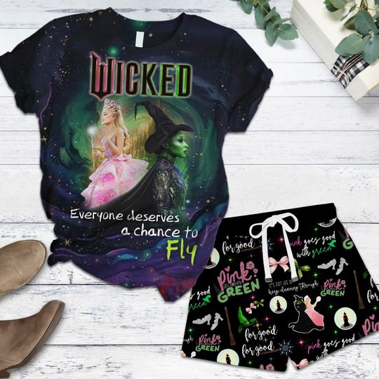 Discover Wicked Everyone Deserves A Chance To Fly T-shirt And Short, Wicked Defy Gravity Pajamas
