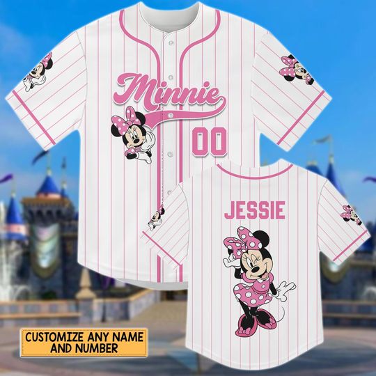 Discover Minniee Mouse Pink Baseball Jersey, Personalized Disneyyy Princess