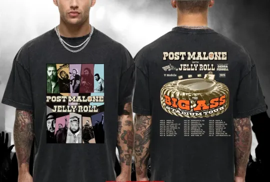Discover Post Malone Rap Music Merch Jelly Roll Big Ass Tour Concert T-Shirt
