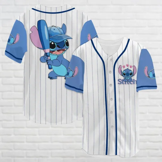 Discover Cute Stitchh Baseball Jersey Disneyyy Cartoon Jersey Shirt Lilo And Stitchh