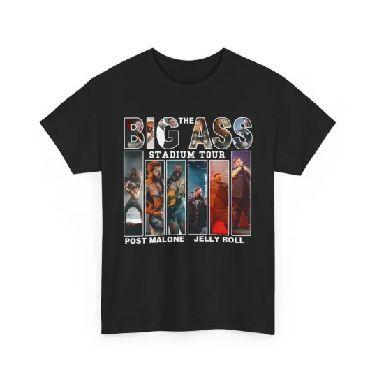 Discover Post Malone With Jelly Roll T Shirt, The Big Ass Stadium Tour 2025, Rapper Jelly