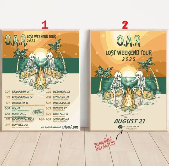 Discover Custom O.A.R  The Lost Weekend Tour 2025 Poster