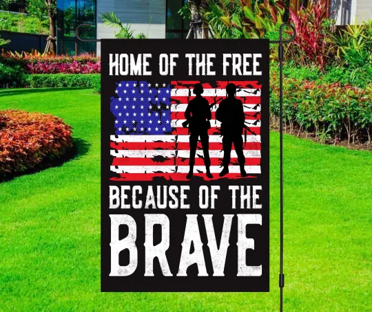 Discover Independence Day - Home of the Free Because of the Brave - 4th July - Garden Flag