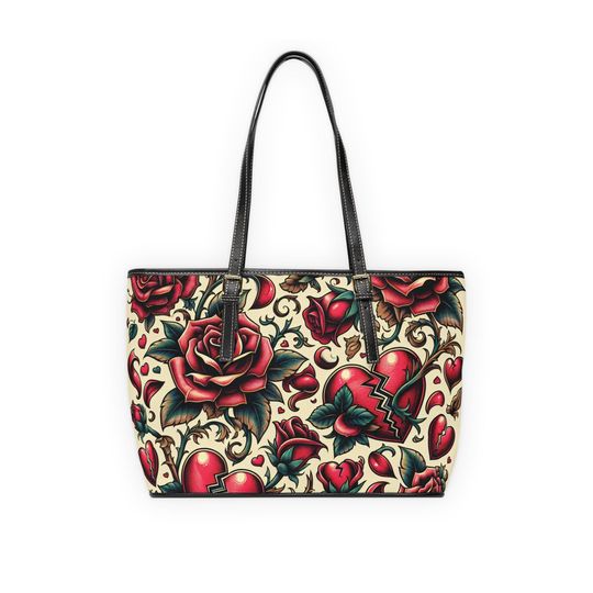 Discover Tattoo Style Red Roses and Broken Hearts Bag