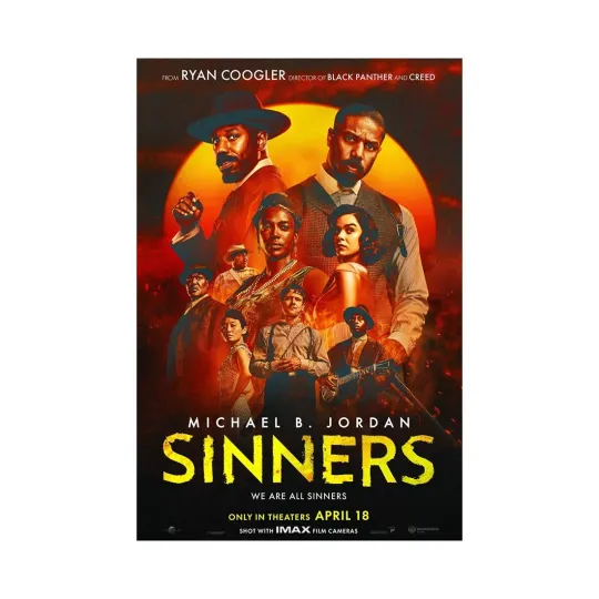 Discover Sinners 2025 Movie Poster Wall Decor Canvas Print  36x24 Michael B Jordan