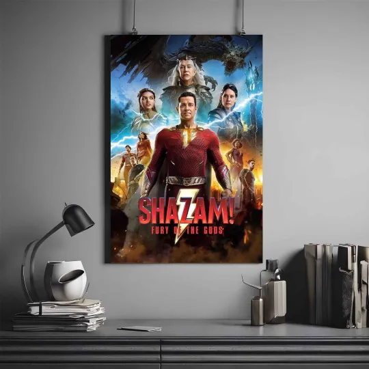 Discover Shazam Fury of the Gods Poster – Action Hero Movie Wall Art