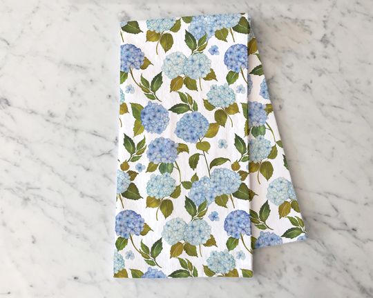 Discover Blue Hydrangea Towel, Hydrangea Decor, Blue Flower Kitchen Decor