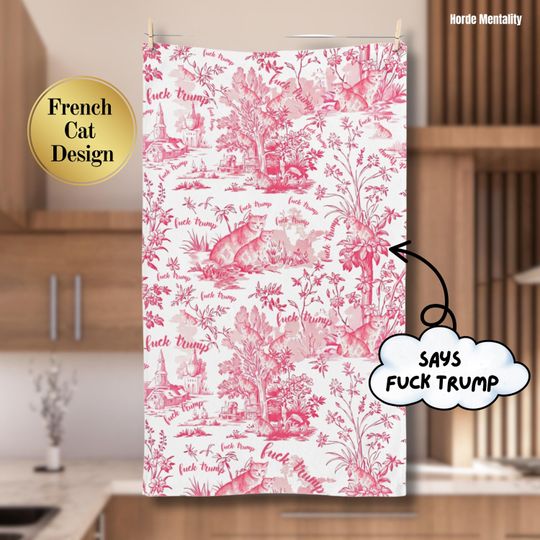 Discover Subtle Anti Trump Hand Towel, Cat Anti-Trump Floral Hand Towel