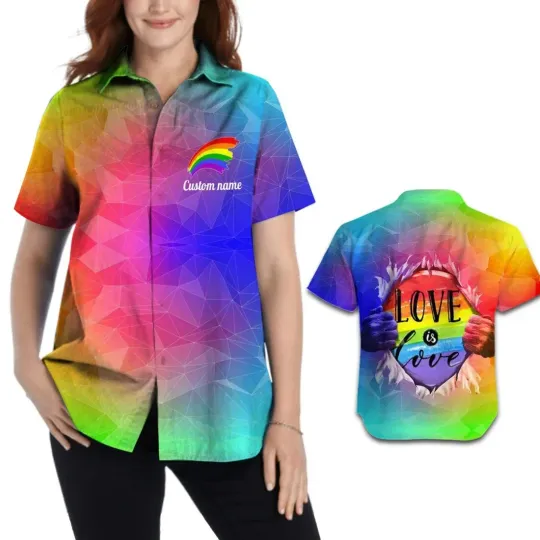 Discover Personalized With Name Women Hawaiian Aloha Shirt, Lgbtq In Pride Month