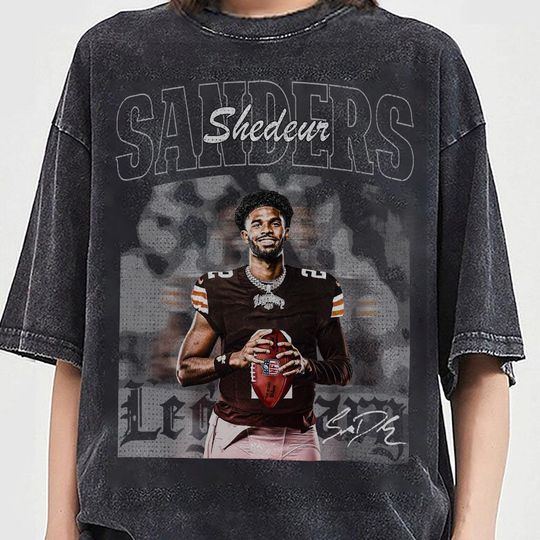 Discover Shedeur Sanders Cleveland Football Vintage Mineral Wash T-shirts