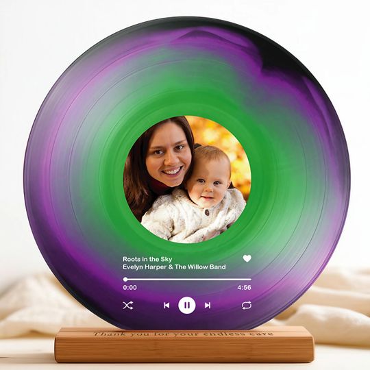 Discover Personalized Vinyl Record with Photo for Mom, Acrylic Music Plaque Gift
