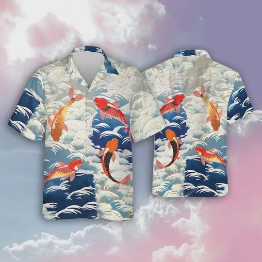 Discover Koi Fish Hawaiian Shirts For Men Women, Koi Carp Button Down Short Sleeve