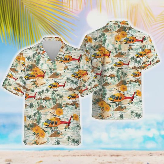 Discover Helicopter Hawaiian Shirts, Helicopter Button Down Short Sleeve Hawaiian Shirt