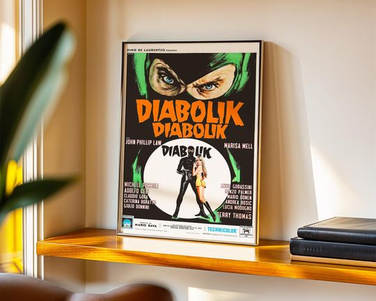 Discover Danger Diabolik, 1968, Film Vintage Poster, Retro Action Movie Art