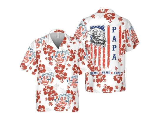 Discover Patriotic Tropical Shirt Happy 4th of July Hawaiian Shirt Independence Day