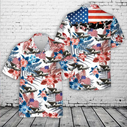 Discover US Navy Northrop Grumman E 2C Hawkeye 4th Of July Hawaiian Shirt