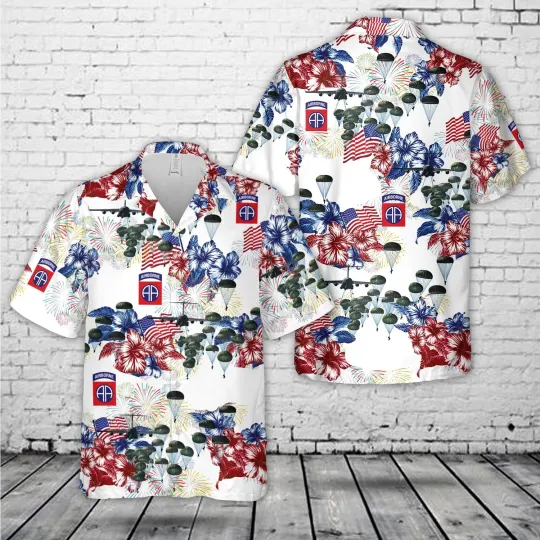 Discover US Army 82nd Airborne Paratrooper 4th Of July Hawaiian Shirt