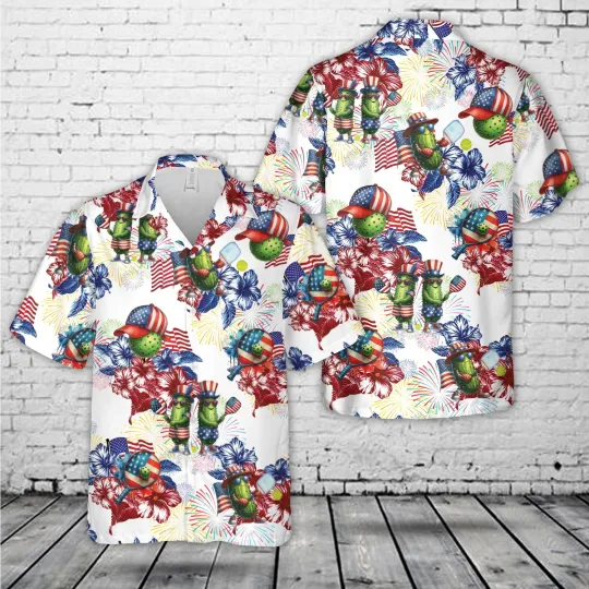 Discover Patriotic Pickleball Players 4th Of July Hawaiian Shirt