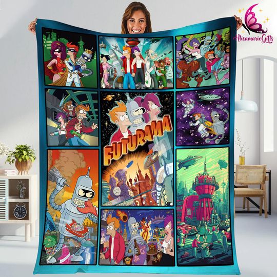 Discover Futurama Fleece Blanket, Leela Bender Philip J. Fry Futurama Throw Blanket