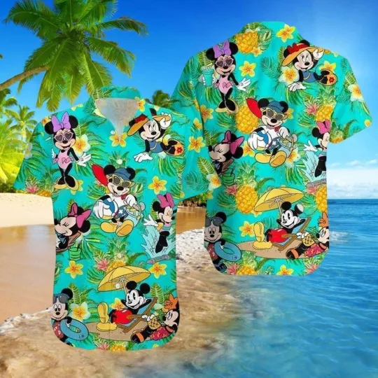Discover Mickeyy And Minniee Mouse Pineapple Tropical Summer Beach Aloha Hawaiian Shirt