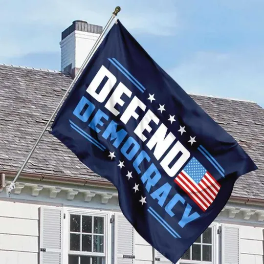 Discover Defend Democracy Resist Racism Anti Maga Impeach Trump Political Flag