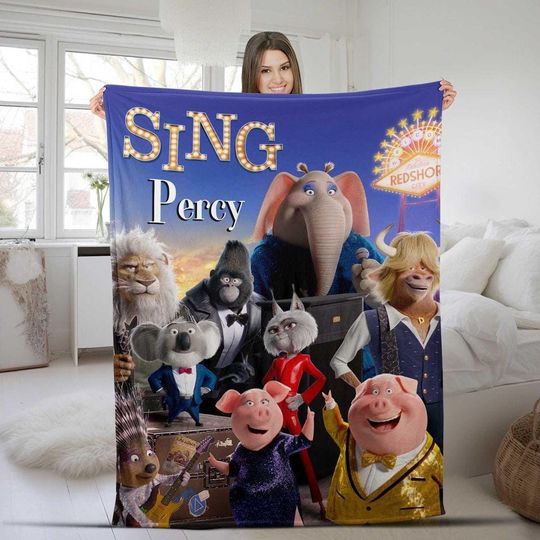 Discover Personalize Sing Pig Blanket, Custom Name Pig Singer Blanket, Themed Bedding