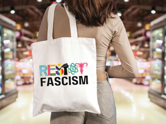 Discover Resist Fascism Anti Trump Tote Bag, Antifascist Banned Books
