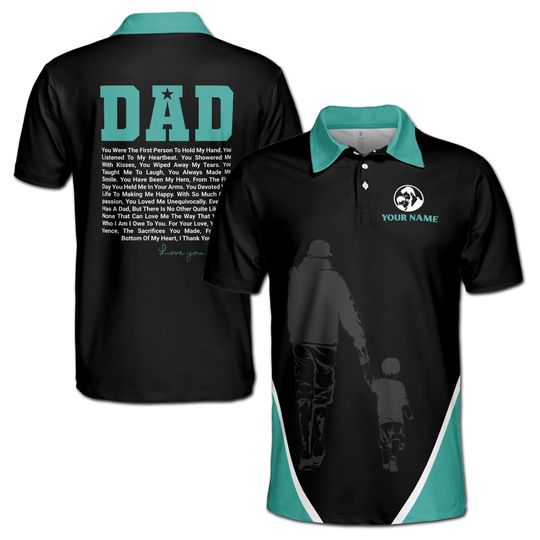 Discover Custom Name Father and Daughter Art Love You Dad Men's Polo Shirt S-5XL