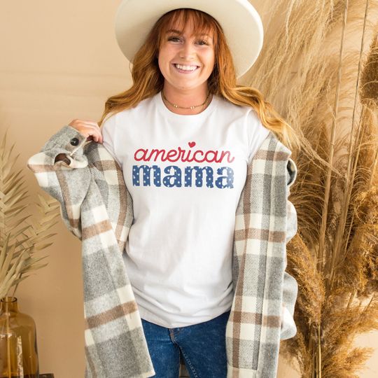 Discover American Mama Shirt - Patriotic Mom Shirt - 4th July T-Shirt - American Mom Shirt