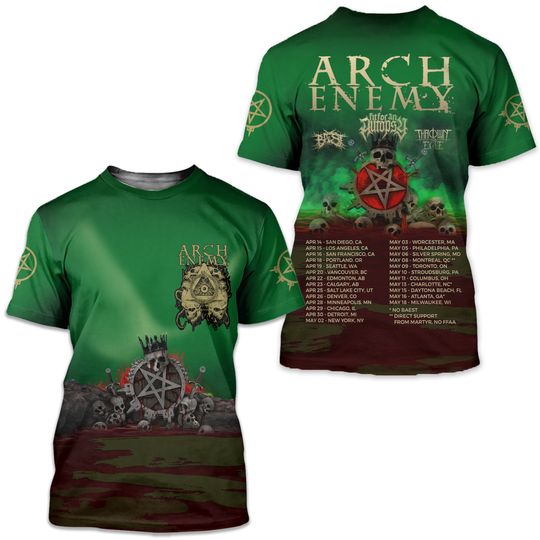 Discover Arch Enemy North American Blood Dynasty 2025 Tour Date List 3D T-Shirt