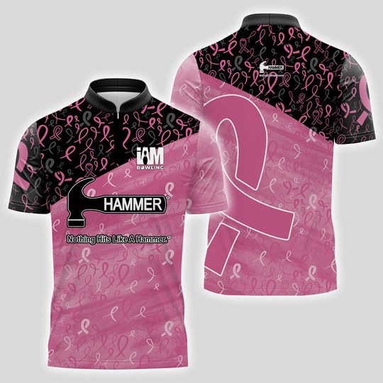 Discover Love Bowling Hammer Breast Cancer Style Custom Bowling Jersey