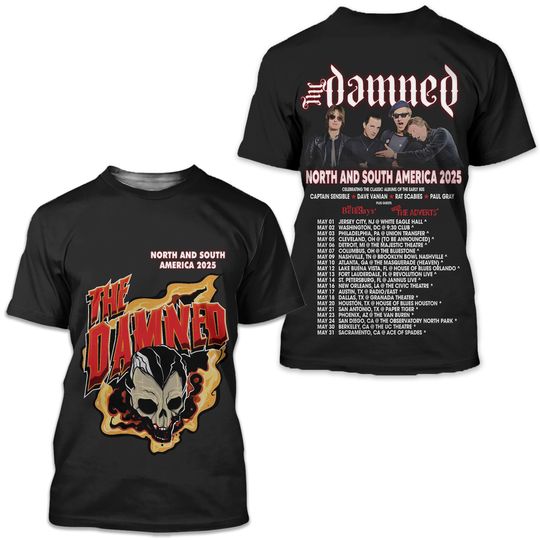 Discover The Damned North And South American Tour 2025 3D T-Shirt