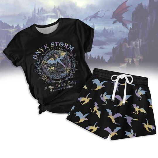 Discover Onyx Storm Brave The Dark Tshirt Shorts Set, Fourth Wing Series Shirt
