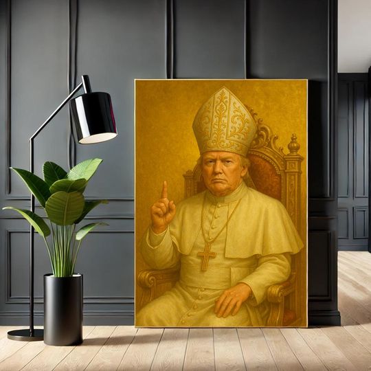 Discover Trump As Pope Portrait, Surreal Political Art, Canvas Wall Art Print, Living Room Decor, Unique Funny Gift, Ready to Hang, Home Decor