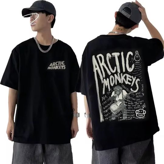 Discover Cotton Arctic Monkeys Inspired T Shirt Album List Doodle Print Vintage T-shirt