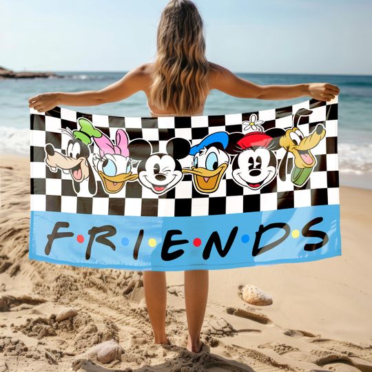 Discover Retro Mickeyy & Co Beach Towel,Checkered Disneyyy Est. 1928 Towel,Vintage Mickeyy Summer