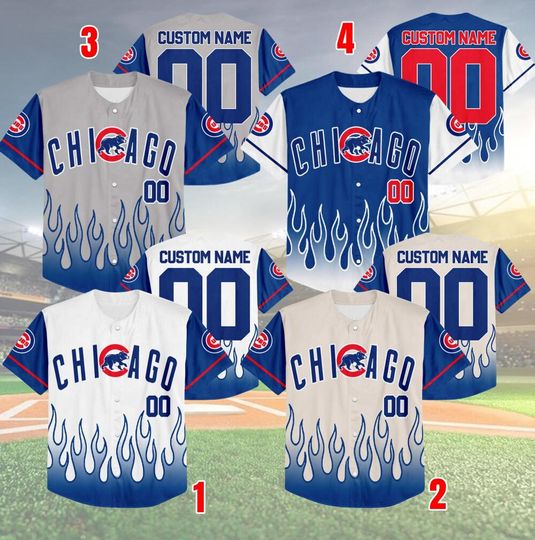 Discover Customized Chicago Baseball Team Flame Raglan Jersey, Cubs Team Game Day Jersey