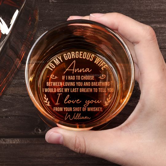 Discover To My Gorgeous Wife - Personalized Engraved Whiskey Glass