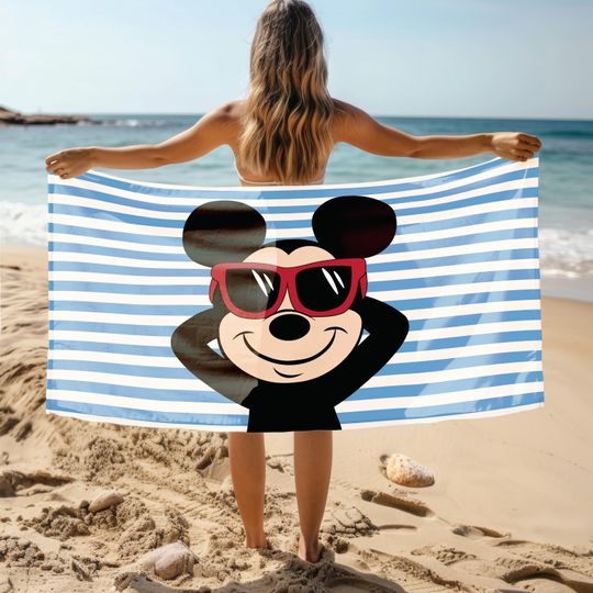 Discover Blue Striped Towel, Disneyyy Mickeyy Towel, Disneyyy Towels, Disneyyy Trip Towel