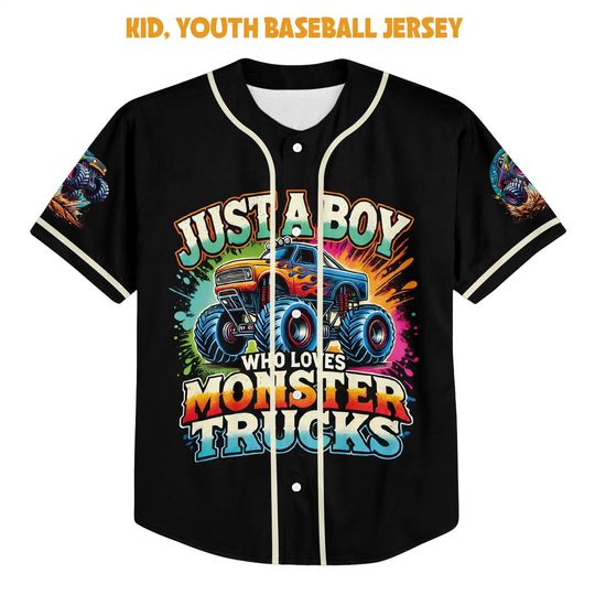 Discover Just a Boy Who Loves Monster Trucks Jersey, Monster Truck Shirt, Truck Shirt, Boy Truck