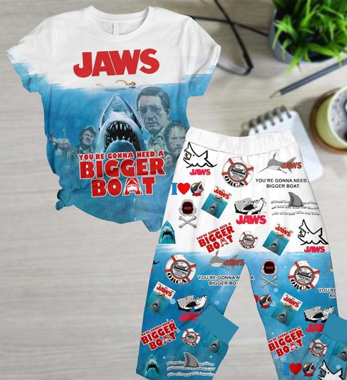 Discover Jaws You're Gonna Need A Bigger Boat T-Shirt, Funny Graphic Tee, Jaws Movie Pajamas Pants