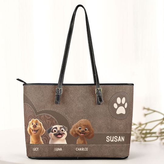 Discover Dog Mom - Personalized Leather Tote Bag