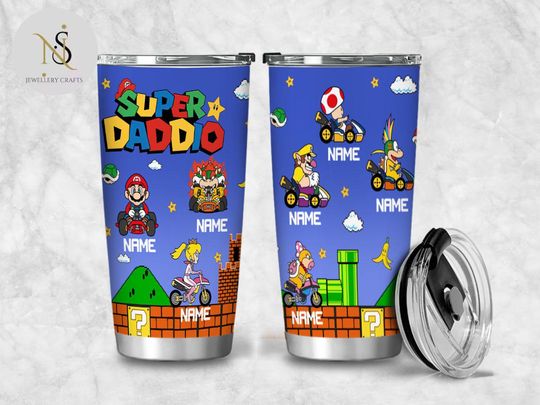 Discover Personalized Curved Super Daddio Tumbler, Mario Dad Gift, Super Dad Tumbler, Fathers Day Gift