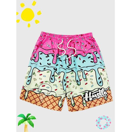 Discover Trend Ice Cream Graphic Beach Shorts