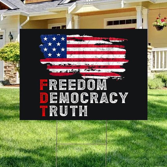Discover Freedom Democracy Truth FDT Yard Sign, Anti Trump Sign, Resist Lawn Sign, Political Sign, Anti Fascist Yard Sign